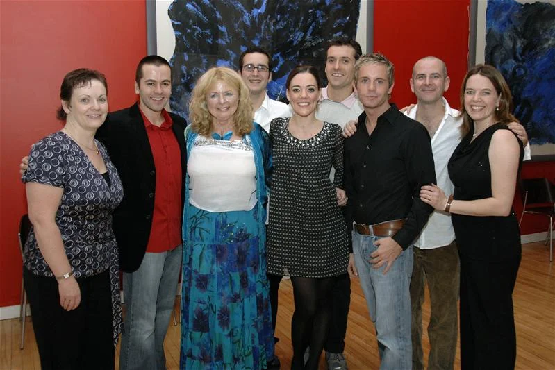 L-R - Janice Blane (venue manager), Gordon Brandie (Pimple), Gwyneth Guthrie (Enchantress), Robbie Jack (Father/ Beast/ Prince), Adele Rankin (Beauty), Graham Vick (Eugene), Liam Dolan (Willy Doo-It), Alan McPherson (Dame Dorothy Doo-It), Sarah Boden (WISH Theatre)