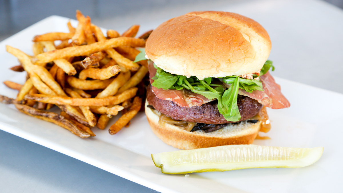 selection of three juicy burgers available at Thirsty Mermaid