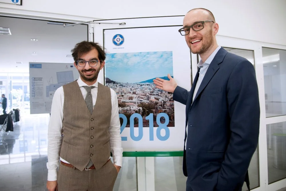 Europe’s first-ever municipal Chief Digital Officer, Konstantinos Champidis, and Todd Asher from Bloomberg Associates welcome attendees to the Roadmap launch.