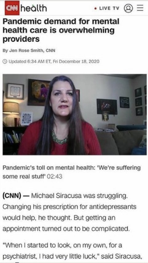 Pandemic demands on mental health providers