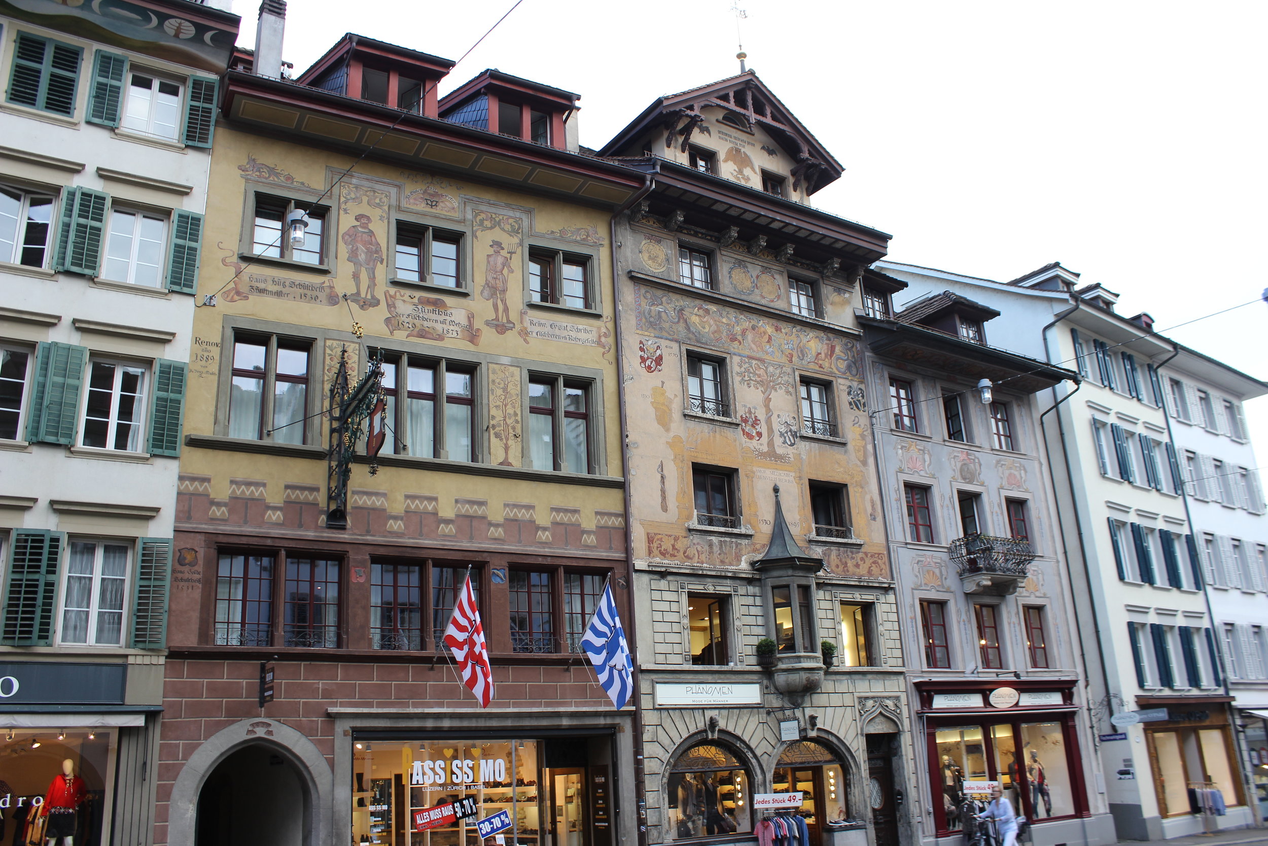 One of the many murals decorating the german-style architecture