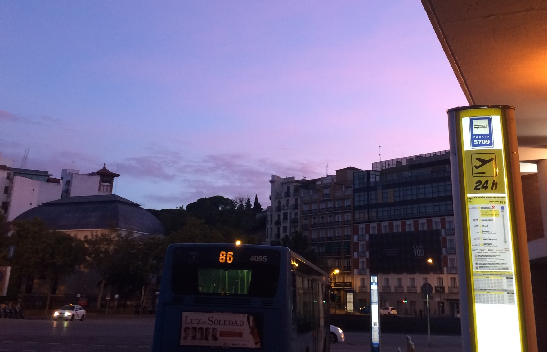 Expres Aeropuerto bus stop sign at Atocha