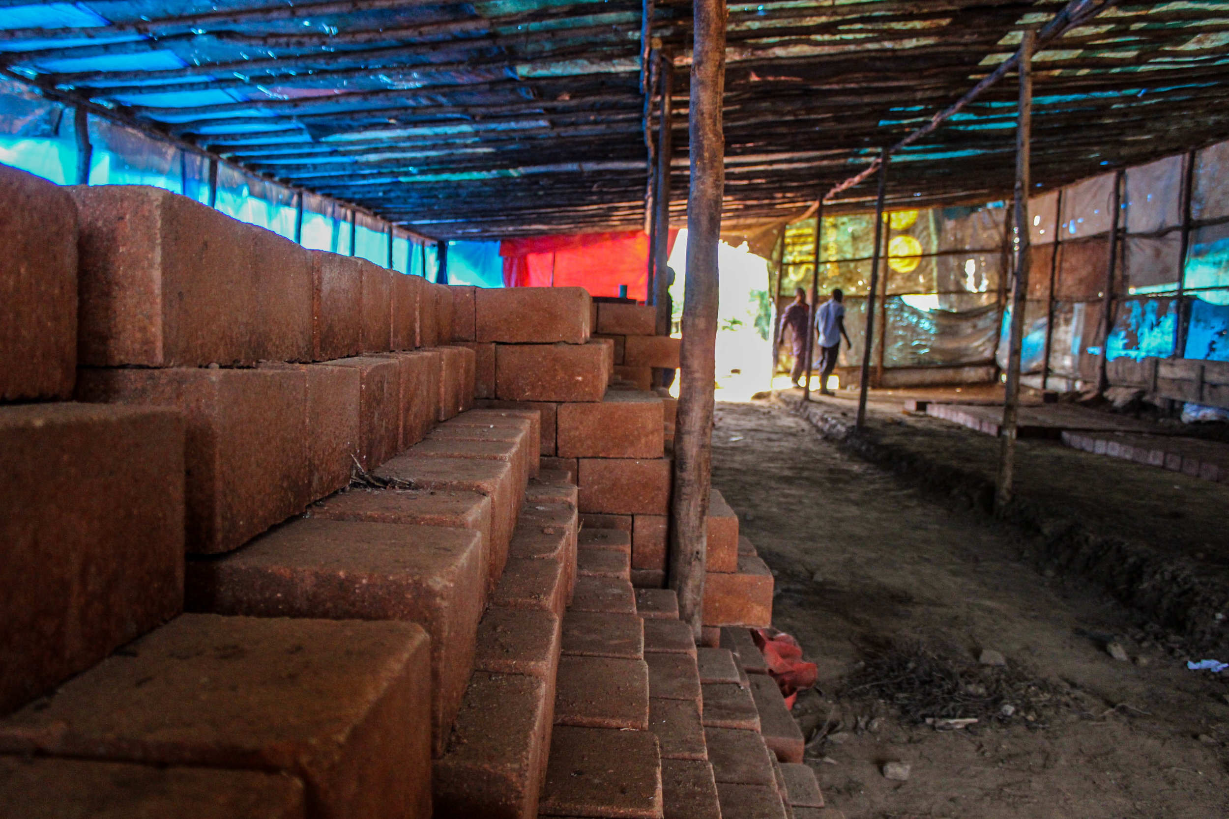 The construction team make all our bricks on site.