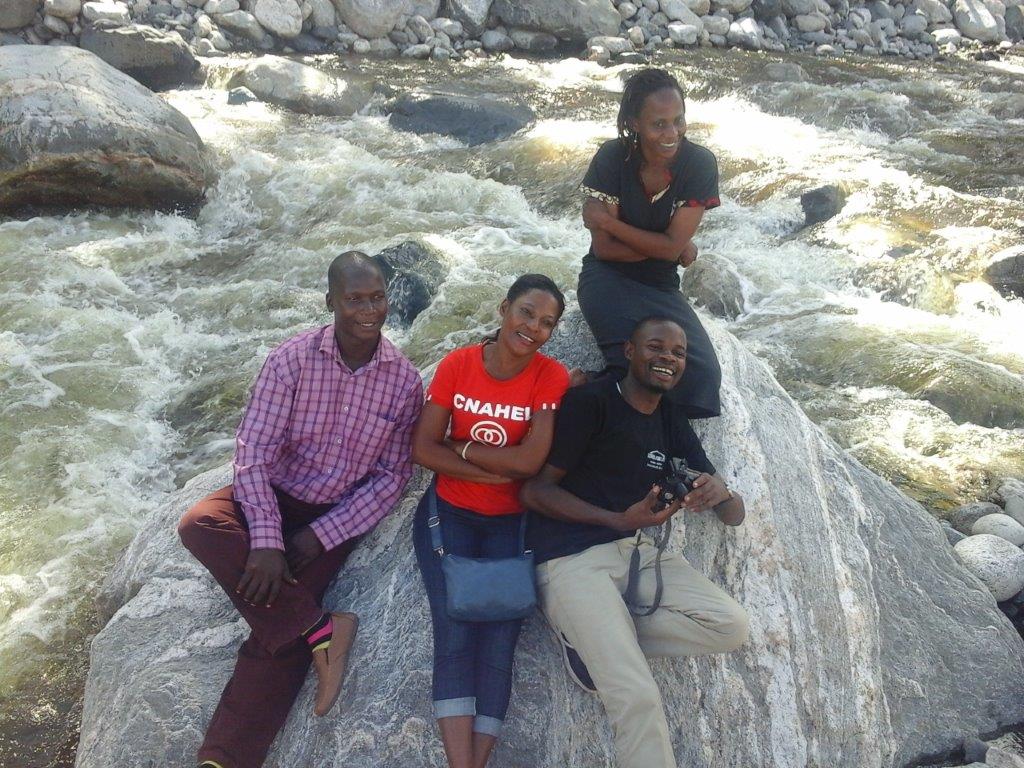 Here's our teachers taking a break on the walk back from the mines.