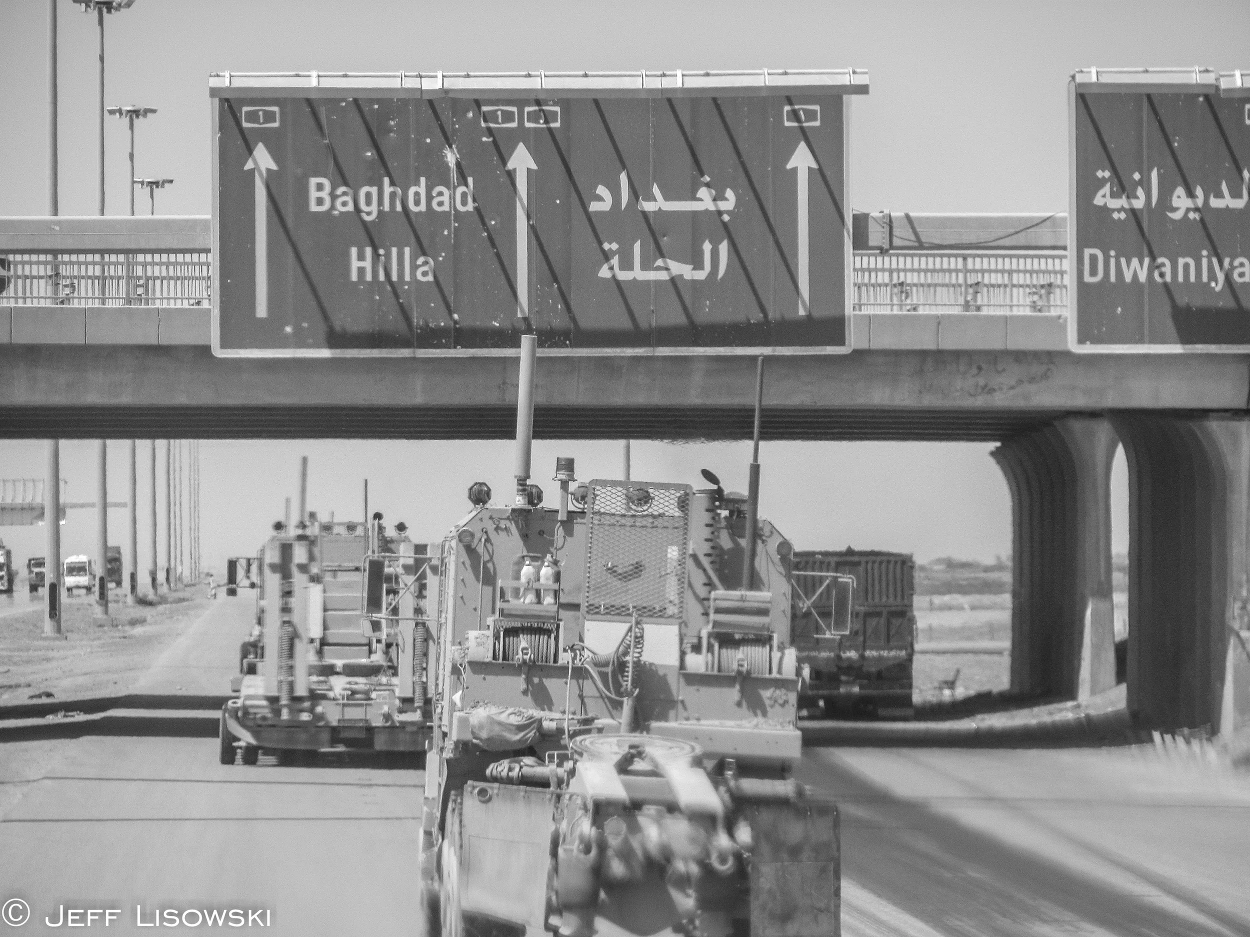 Passing under ASR Miami. Route Miami led to camp Echo in Diwaniya. 