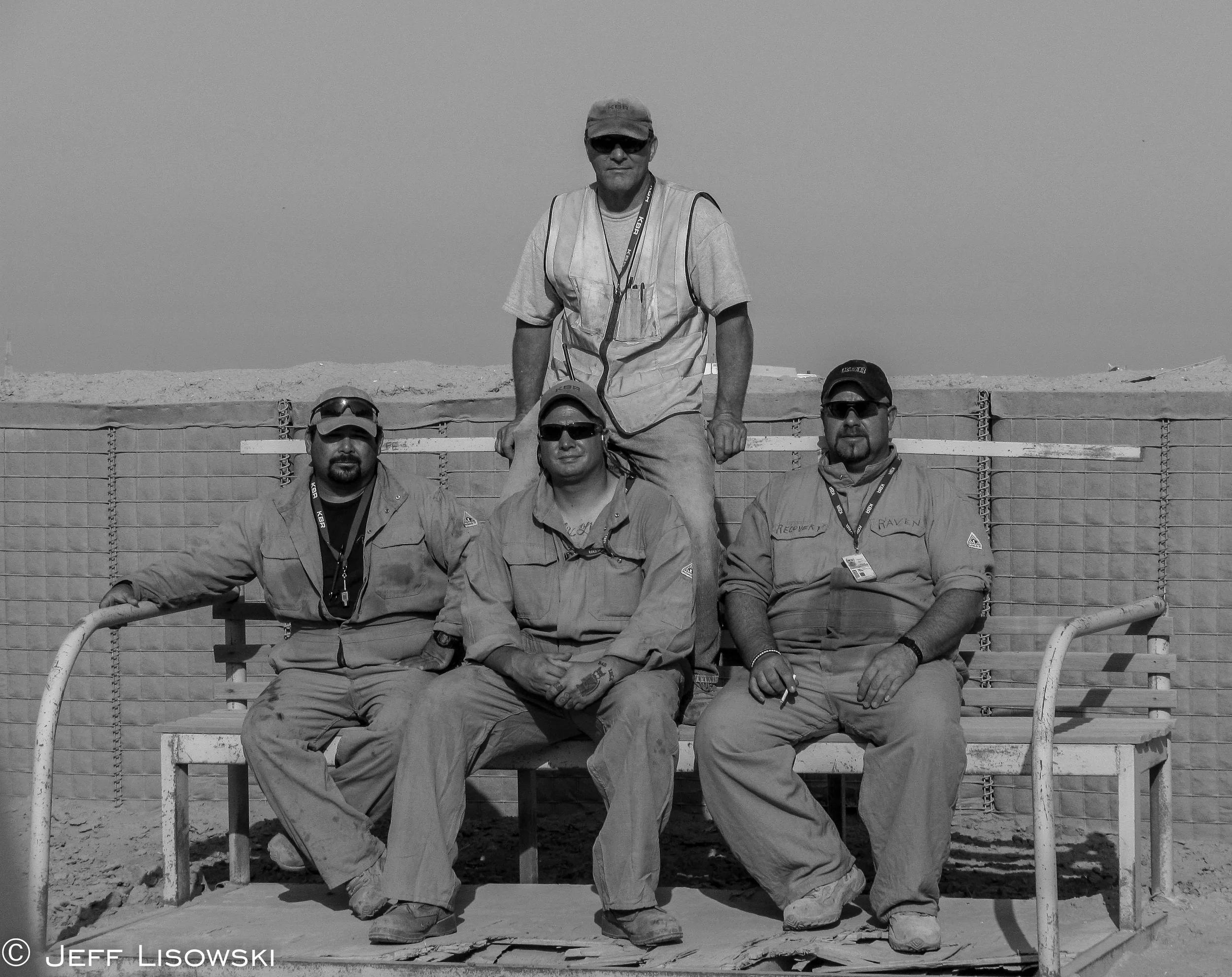 Last day on Cedar II: From Left to Right: Jorge "Half Track" Ortiz, myself, Ken "Raven" Brower and Joe "Poor Dog" Emery, standing. 