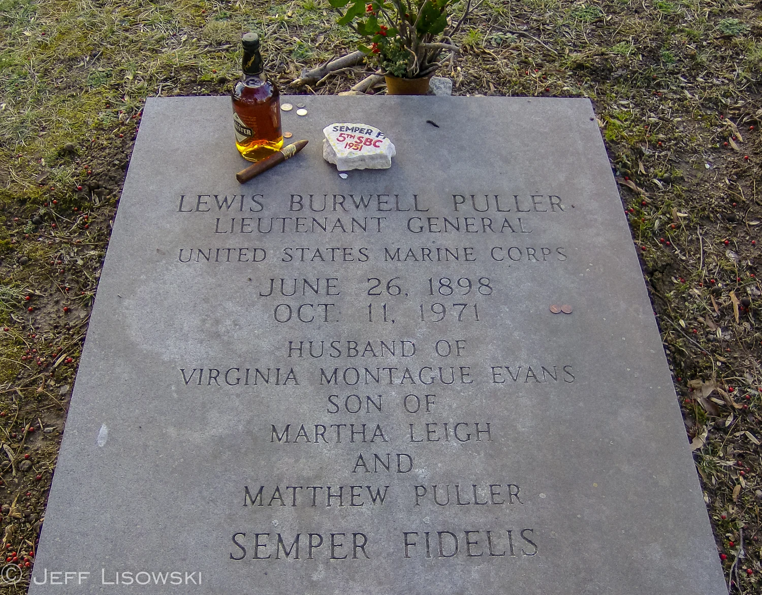 A modest memorial to a legend of the Corps. 