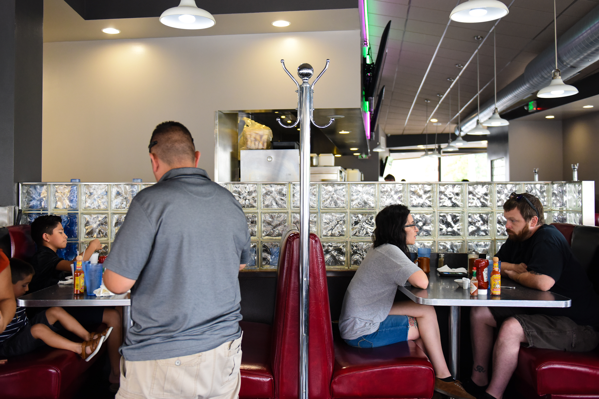 Patrons finish up lunch at the diner.