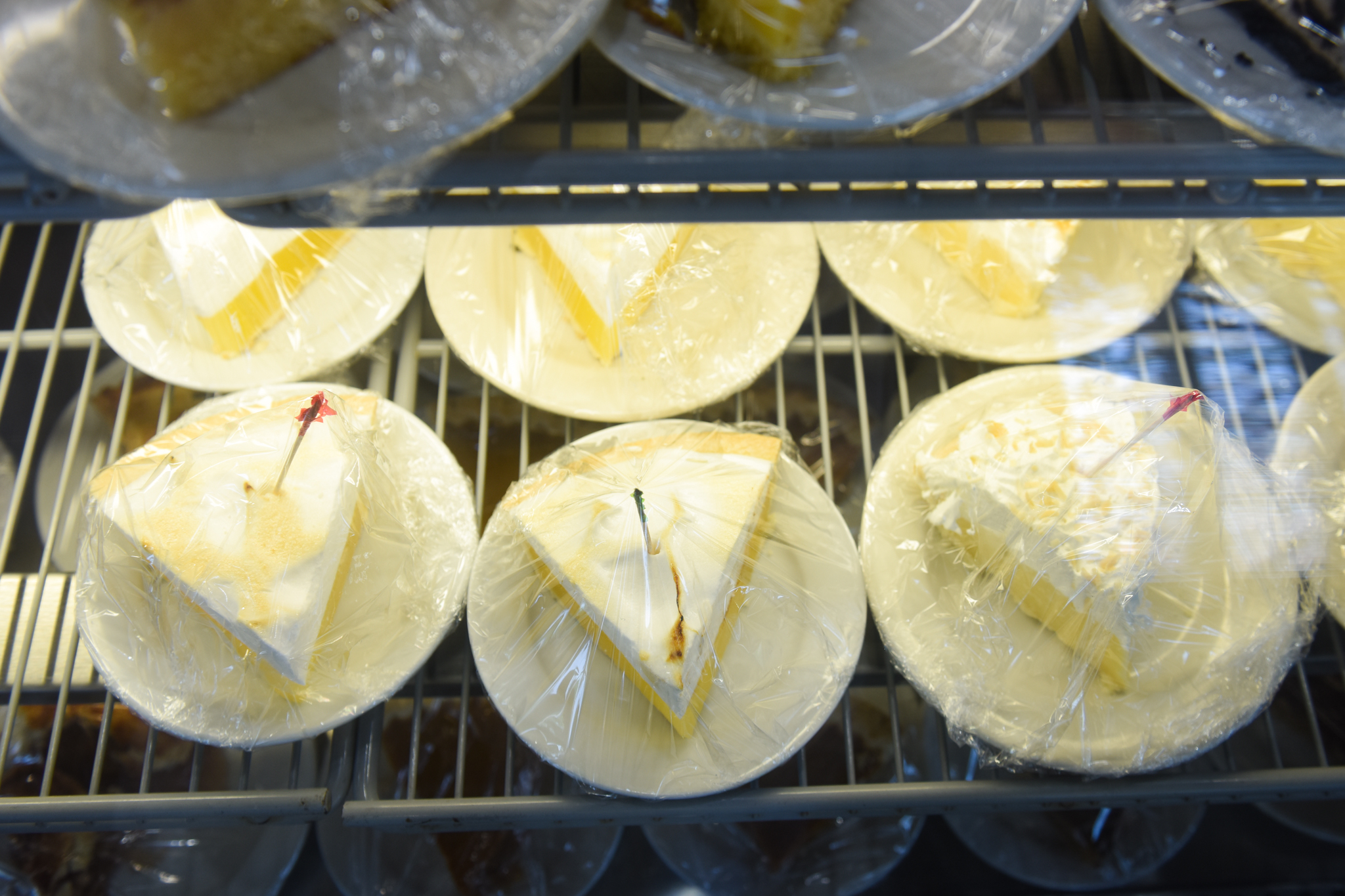 9 a.m:. Pie slices by the cash register.