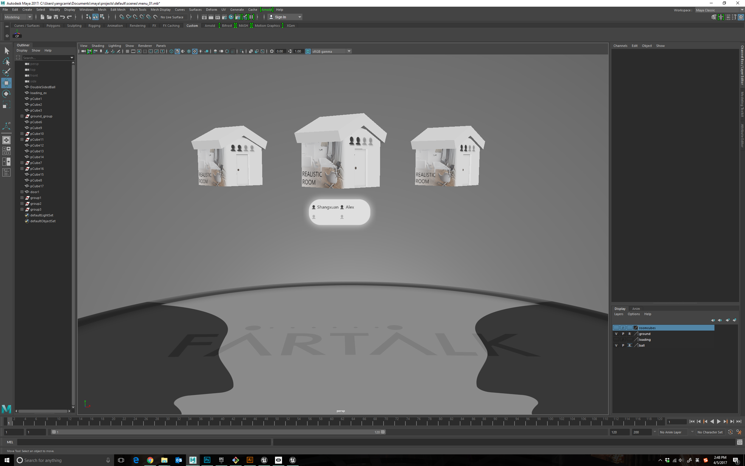 Using actual ‘house‘ model and open door animation to indicate entering a room