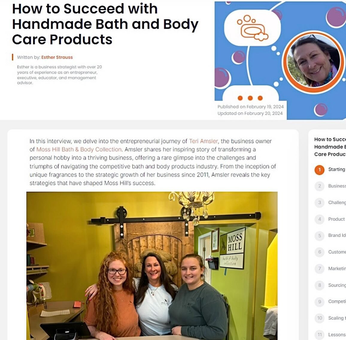 Teri was interviewed by Esther Strauss with Step by Step Business: How to Succeed with Handmade Bath and Body Care Products. We have the link to read it in our bio if you&rsquo;d like to learn more! We think Teri did a great job detailing the many di