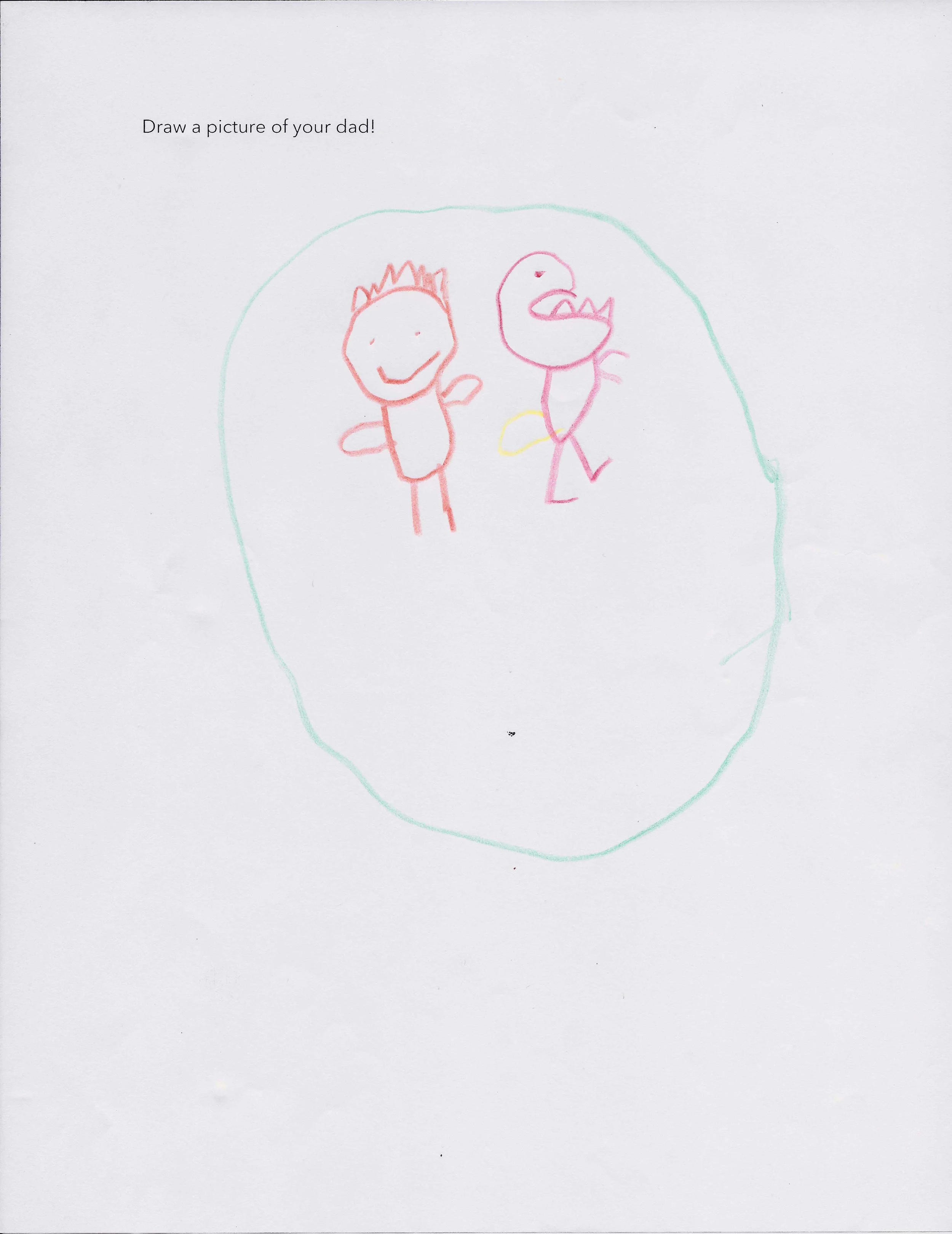 cinco's drawing. they're dinosaurs.