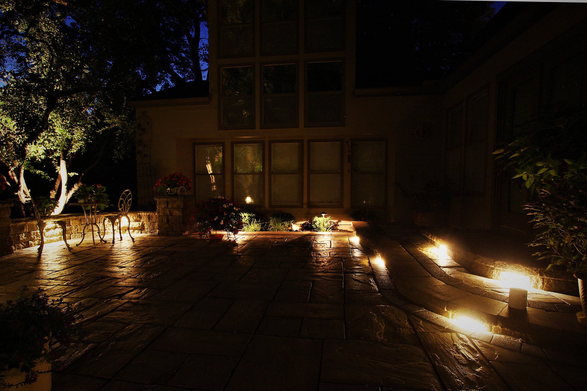 Back porch with luminous glow