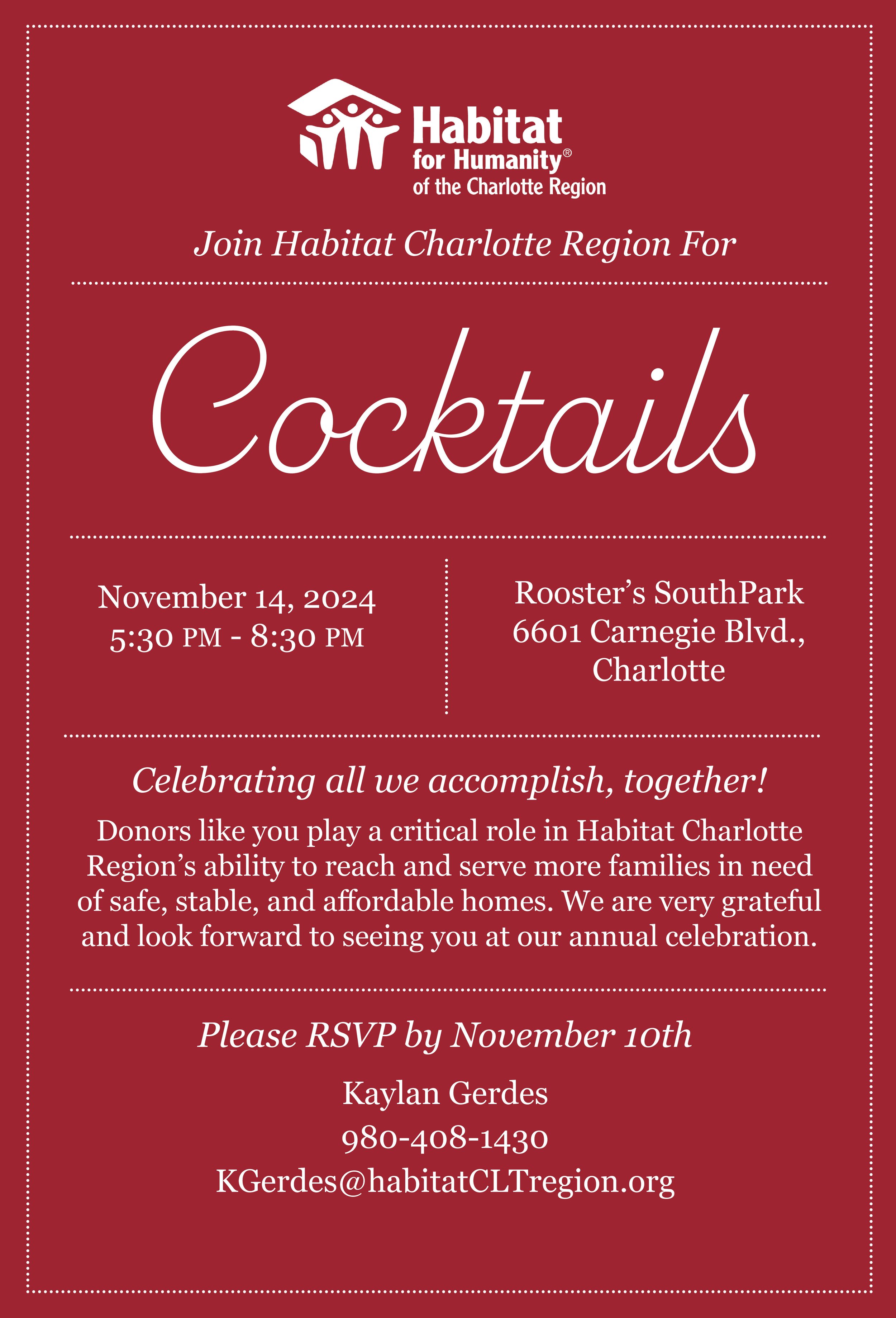 Invitation for Donor Celebration
