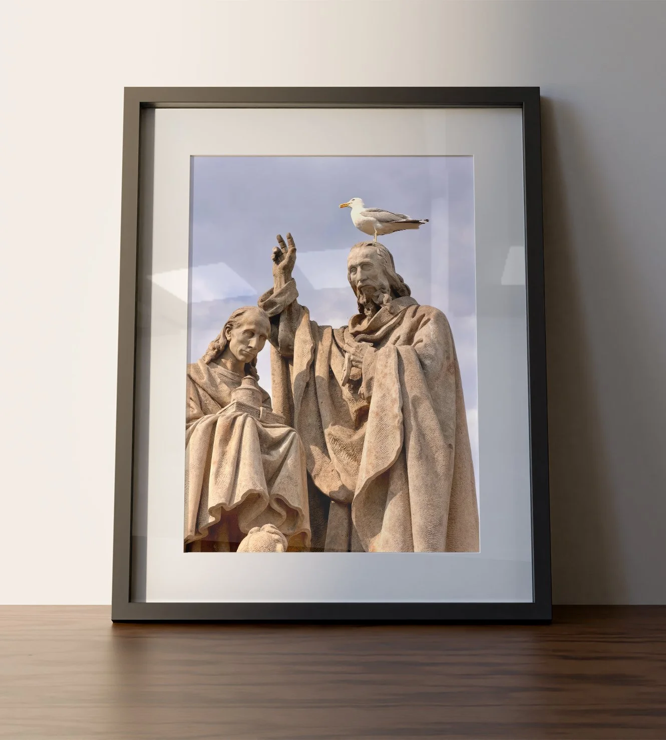 Prague, Czech Republic, Charles Bridge, Saints Cyril and Methodius, Seagull, European Architecture, Historic Statues, Travel Photography, Prague Art, Fine Art Prints