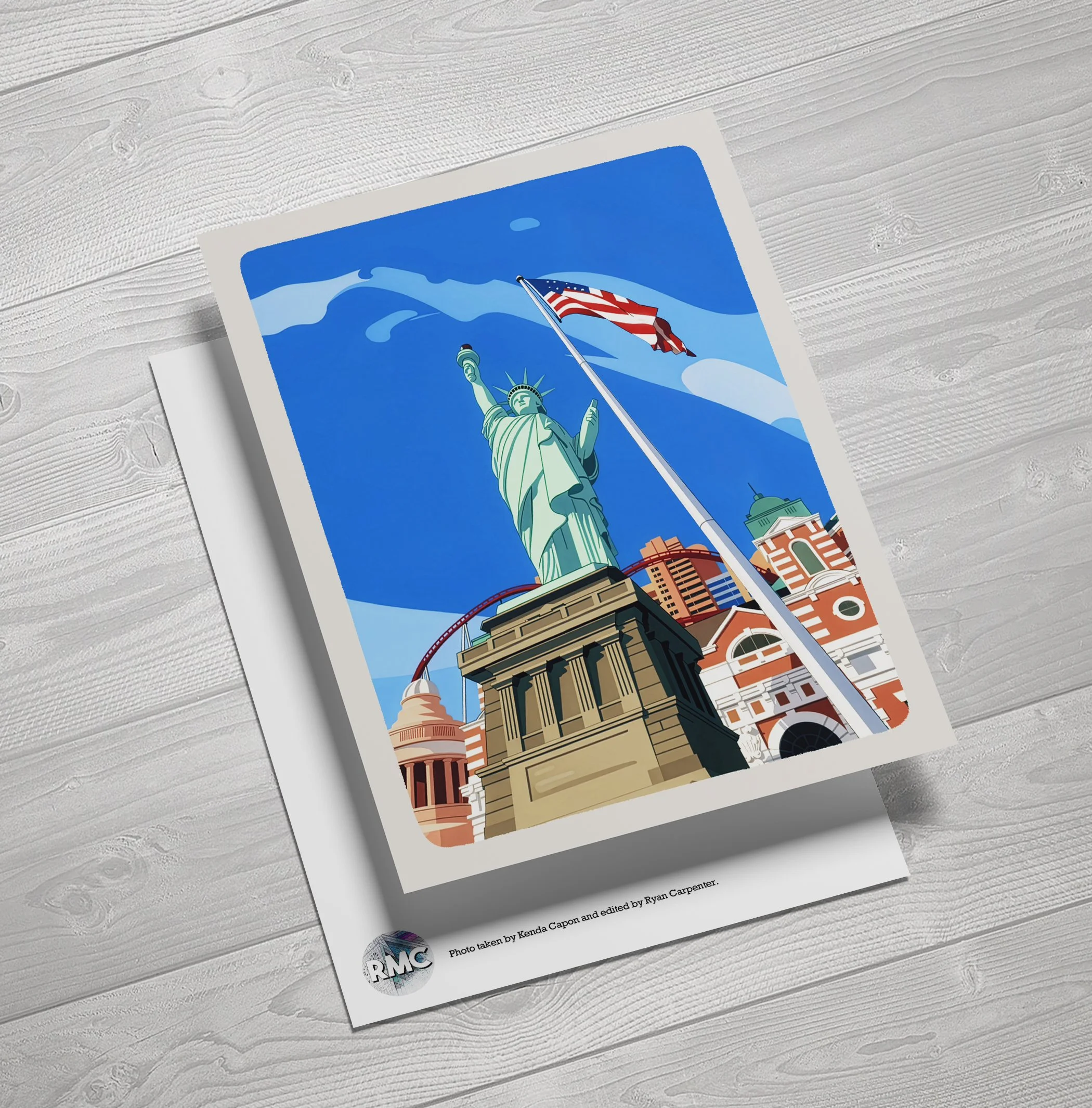 Las Vegas, Nevada, Statue of Liberty, New York-New York Hotel, Las Vegas Strip, Vegas Landmarks, Modern Illustration, Travel Art, Digital Art, Fine Art Prints