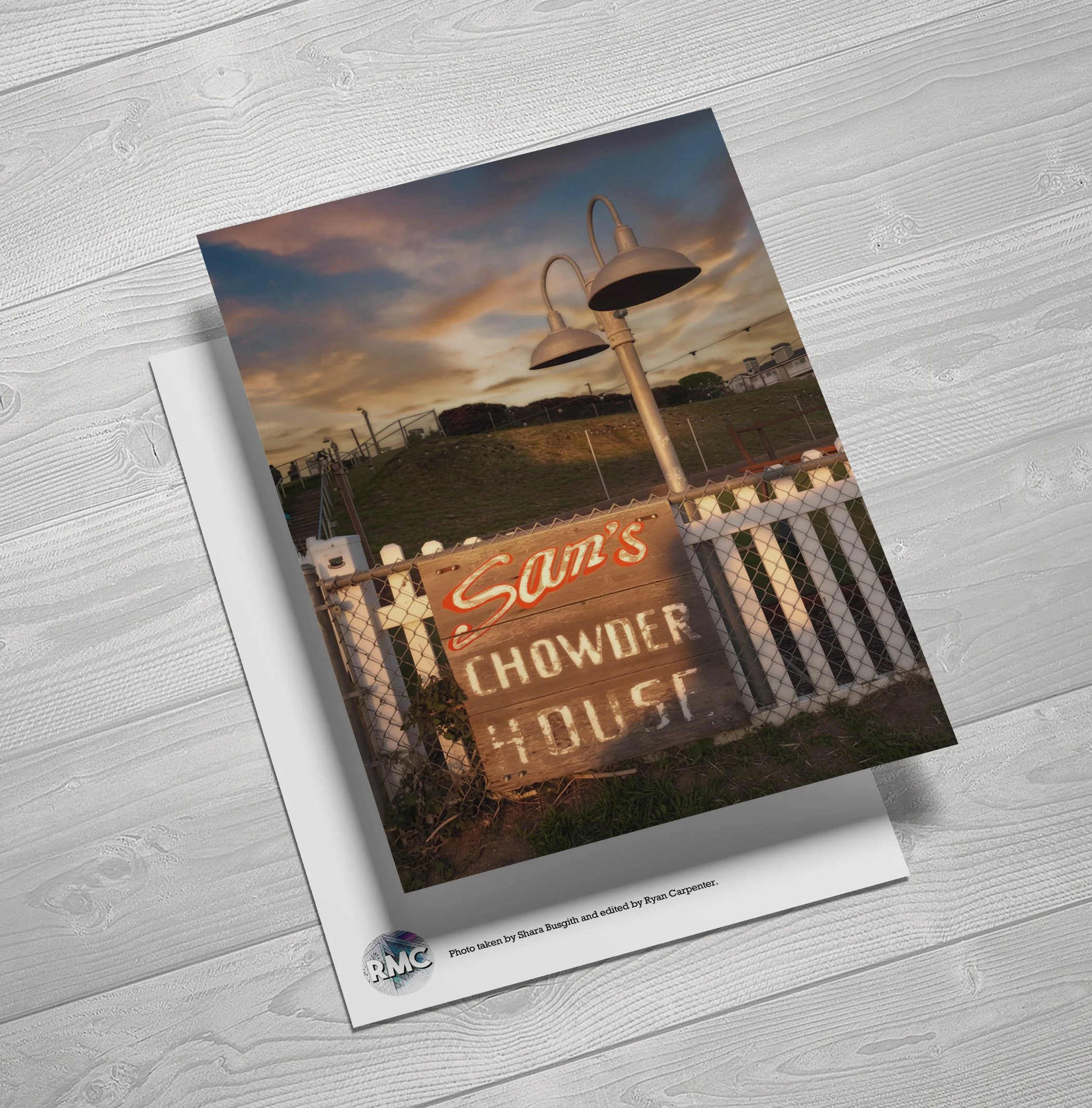Half Moon Bay, California, Sam's Chowder House, Coastal Art, California Artwork, Vintage Signage, Sunset Artwork, Travel Photography, RMC Digital Art