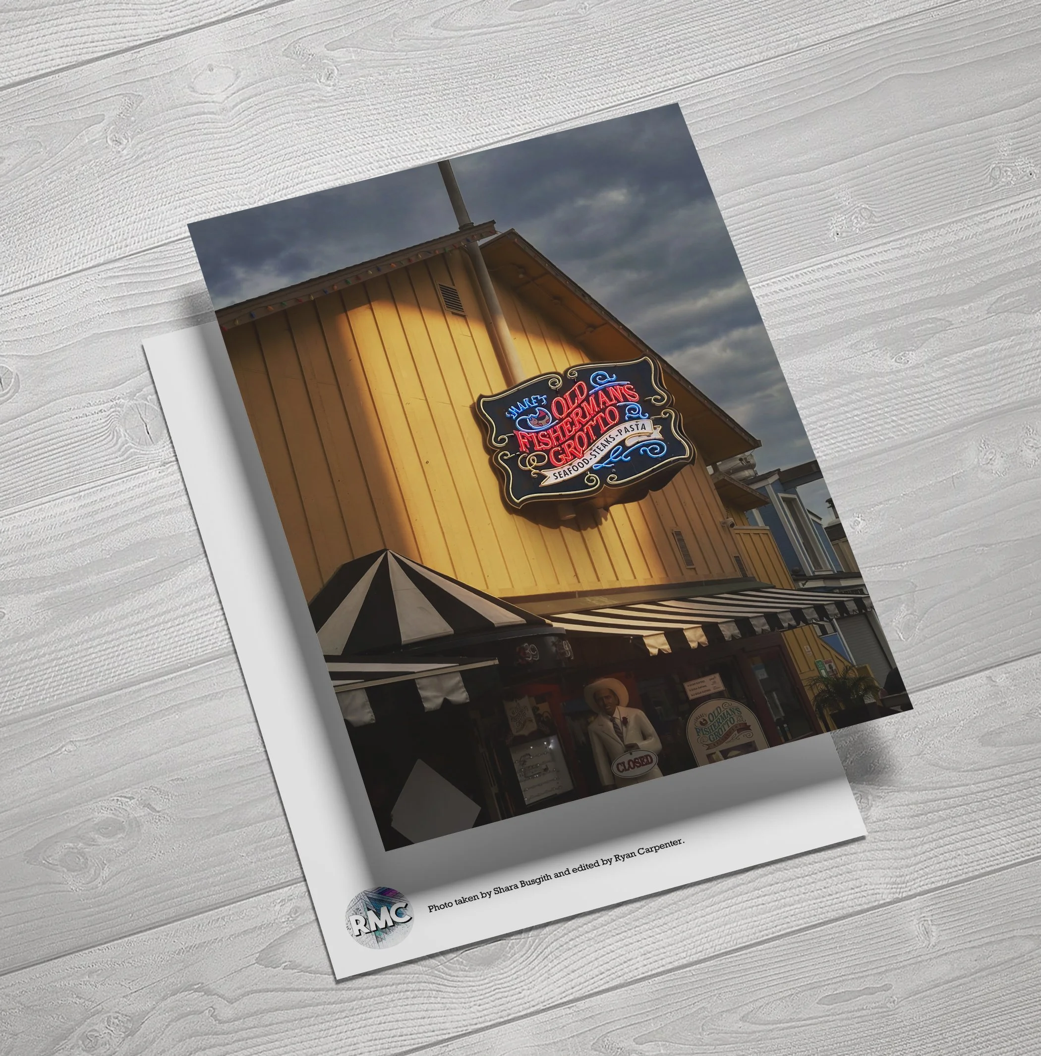Monterey, California, Old Fishermans Grotto, Fishermans Wharf, California Art, Coastal Artwork, Restaurant Sign, Vintage Signage, Travel Photography, RMC Digital Art