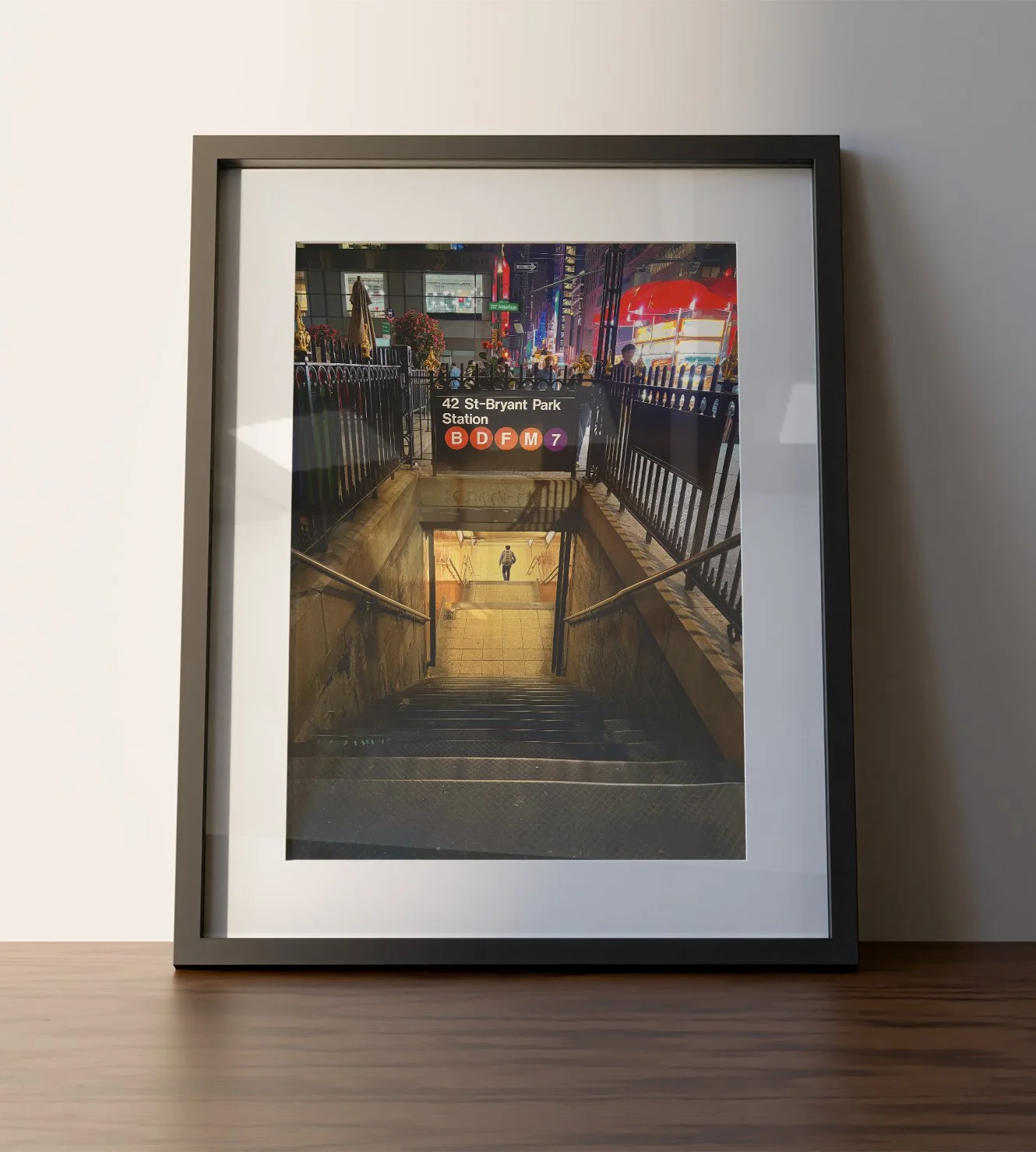 42nd Street After Dark, New York City photography, NYC subway photography, Bryant Park subway station, 42nd Street Bryant Park, Manhattan night photography, New York City art prints, NYC wall decor, N