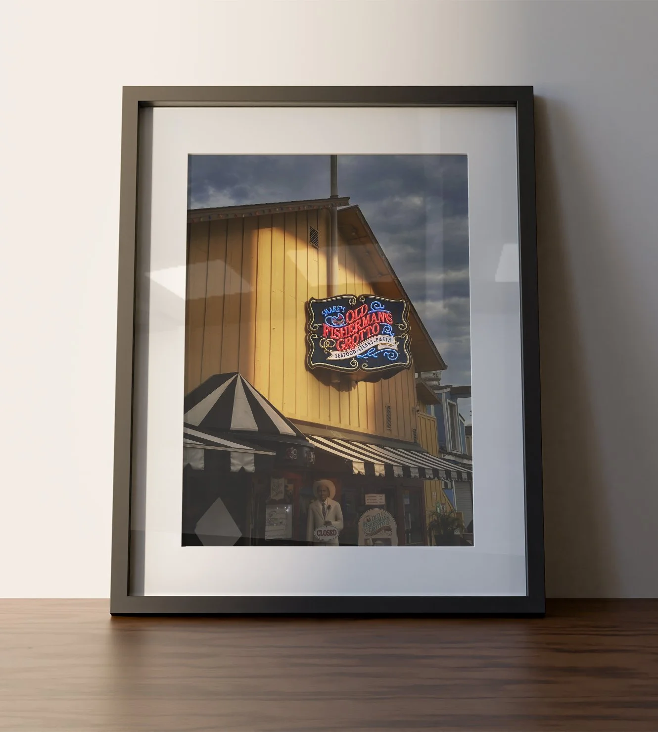 Monterey, California, Old Fishermans Grotto, Fishermans Wharf, California Art, Coastal Artwork, Restaurant Sign, Vintage Signage, Travel Photography, RMC Digital Art