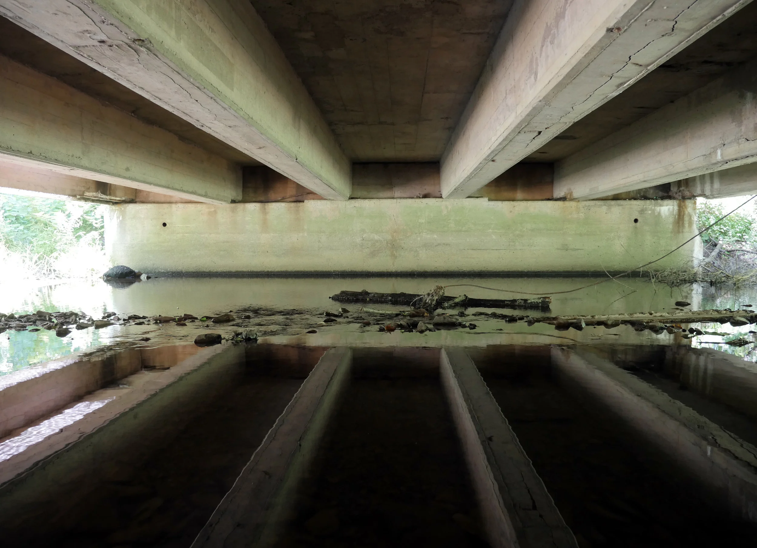 The underside of a bridge in Hopewell, New Jersey.