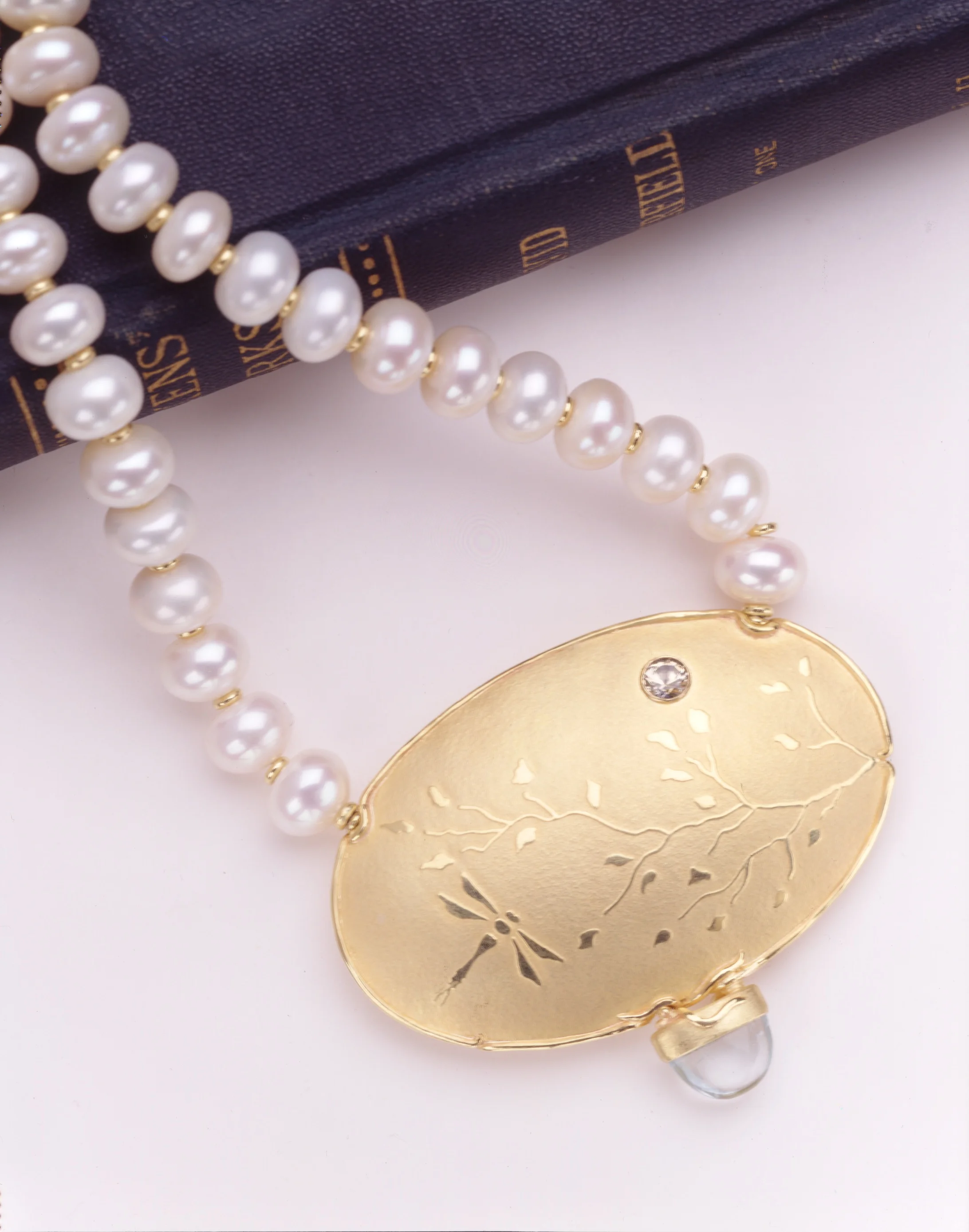 Summer Day 18k, Aquamarine, Moonstone, Pearls