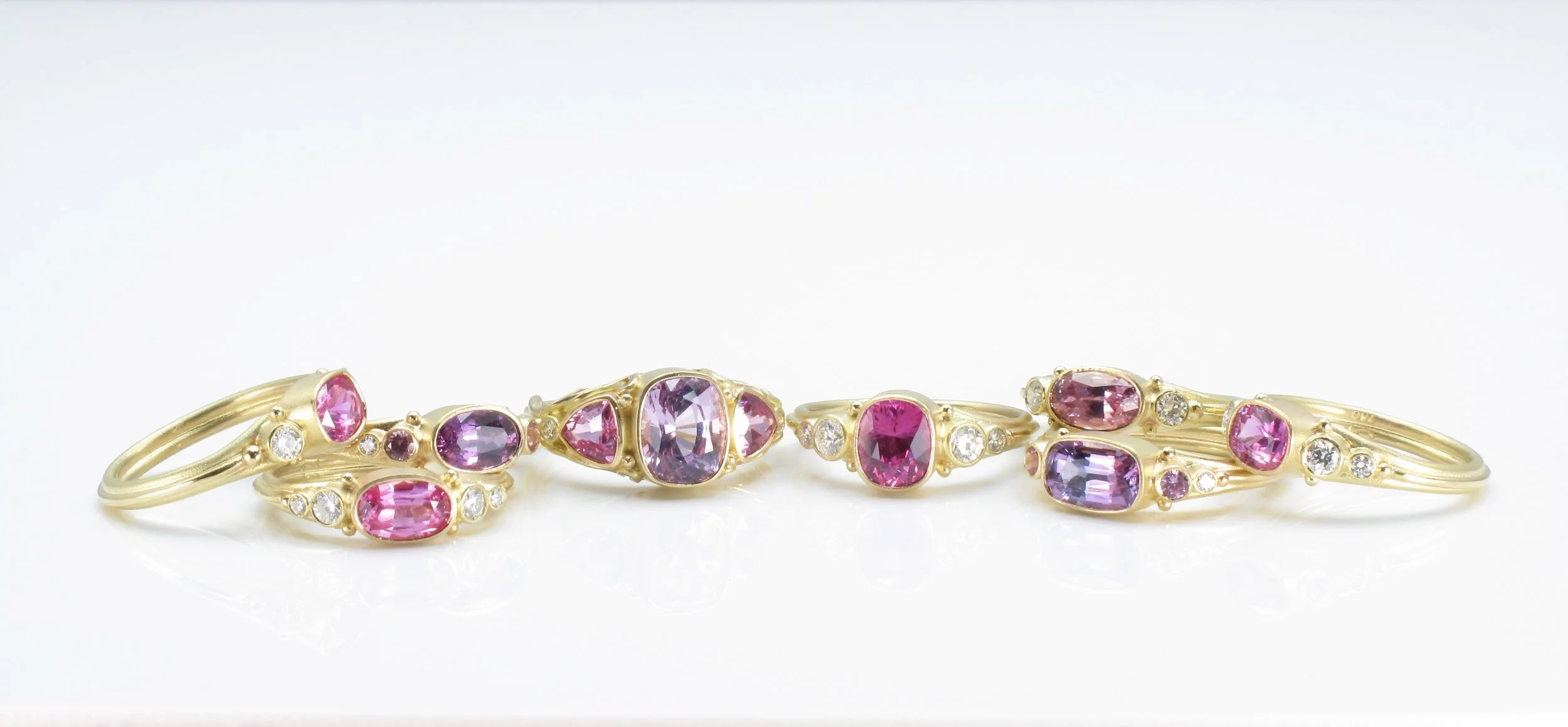 Pink and Purple Sapphires, Diamonds, 18k 
