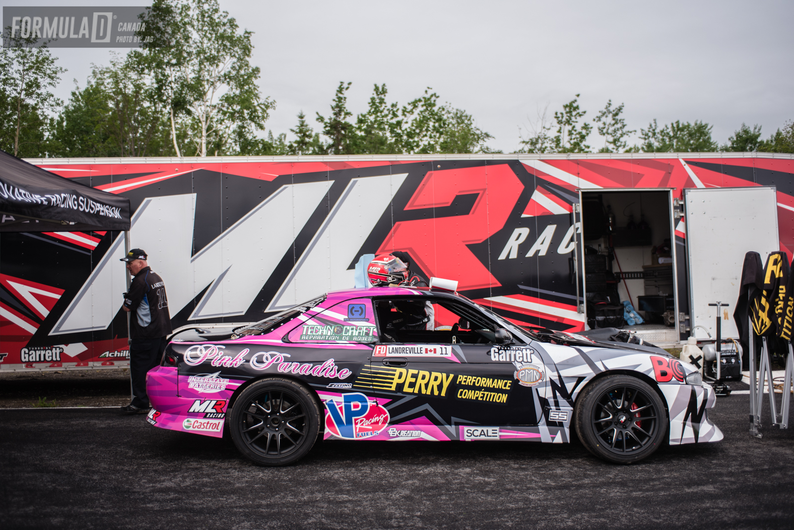 For this weekend Marc was using his back up car which is a V8 powered S14. His 2JZ car and the one he won his Formula D Pro 2 Championship with was not ready in time for this event as it was getting battle ready for the upcoming Formula D USA event at Autodrome St-Eustache. 