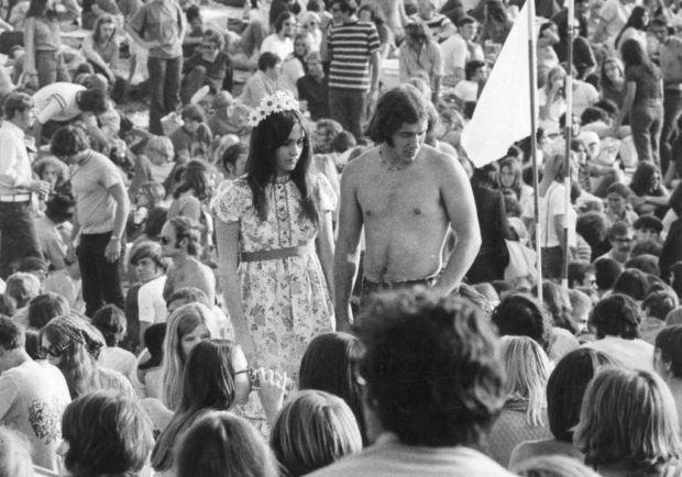 Concertgoers at the Mississippi River Festival in September 1971 at Southern Illinois University at Edwardsville via STL Post Dispatch