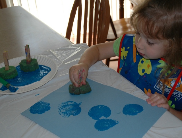 Blue Sponge Painting