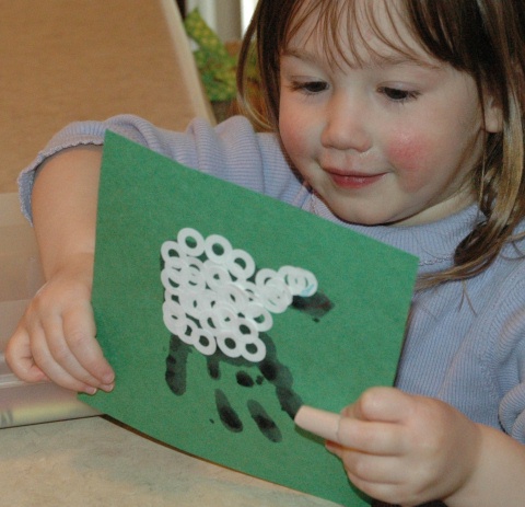 Handprint and Sticker Lamb