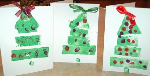 Sponge Painted Christmas Trees