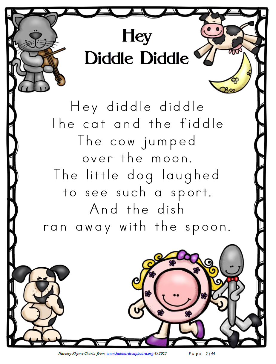 Picture of nursery rhyme words and artwork