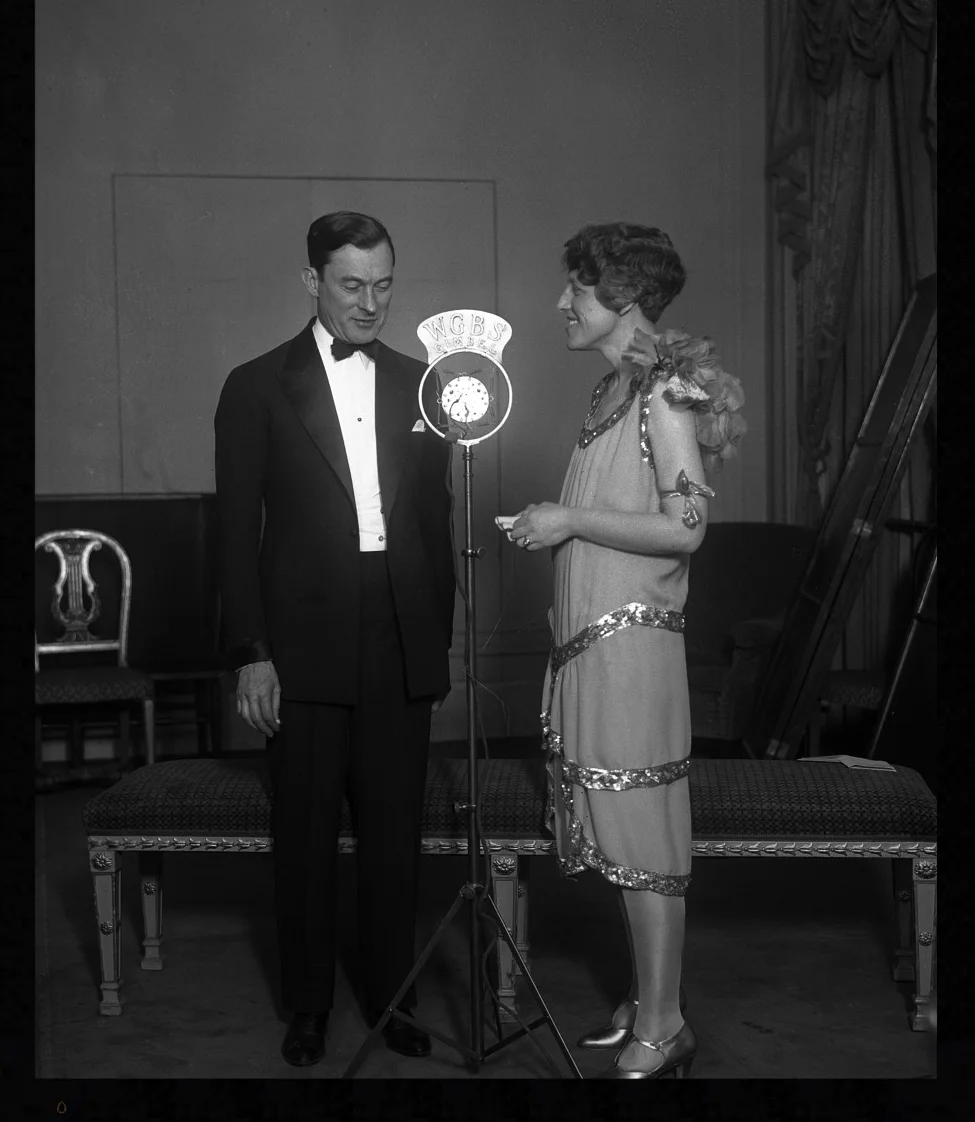 Former New York City Mayor Jimmy Walker with reporter Emma Bugbee.