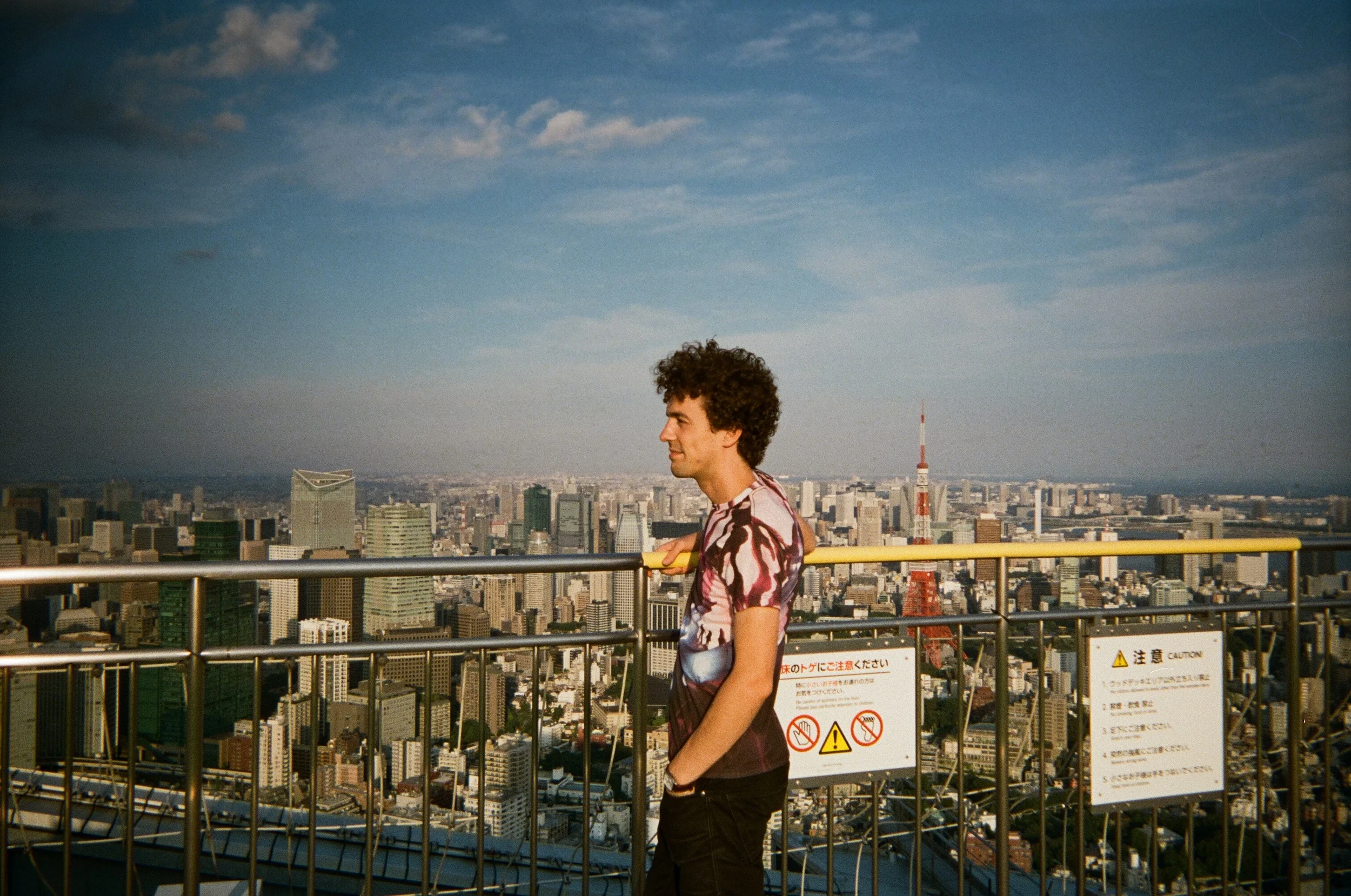 My favourite human on the Skydeck of the Mori Art Museum. Amazing views for cheap (plus the museum itself is gorgeous) and you can go down one floor to drink champagne and watch the sun set from the 53rd-floor cafe. 