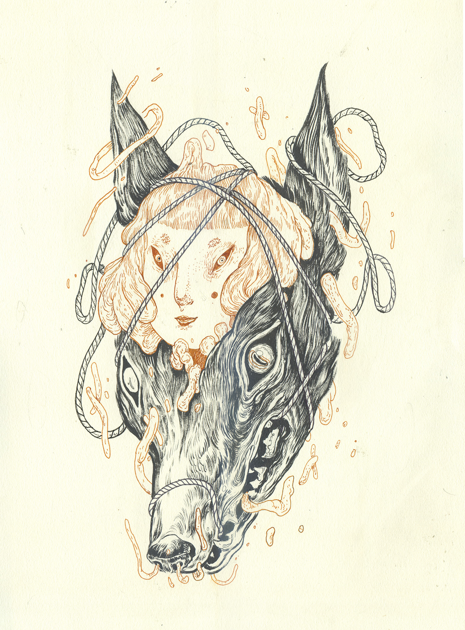 Nomi Chi, Be Kind, Be Fierce , 2017, ink on paper
