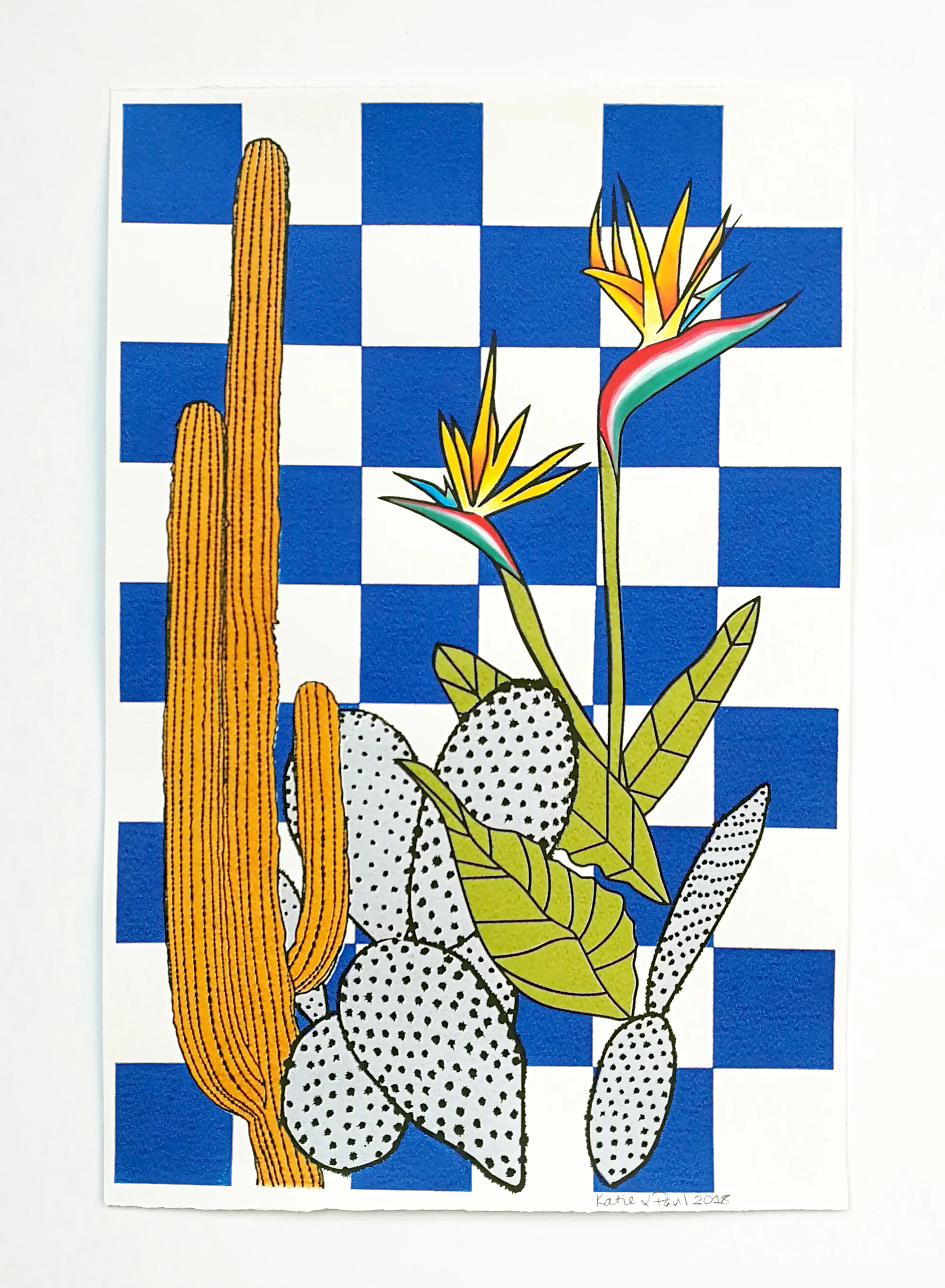 Paradise Found Mixed media screen print and acrylic painting on 140lb acid-free cotton paper
