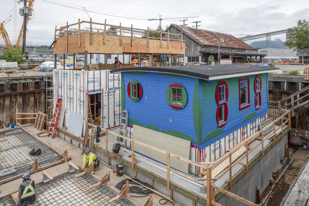 The Blue Cabin on the dry dock. Photo by Henry Robideau.