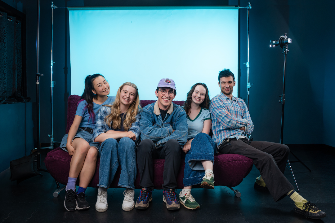 promotional image of Vancouver 2025 Fringe Festival production "BFF-less" of the cats sitting on a couch