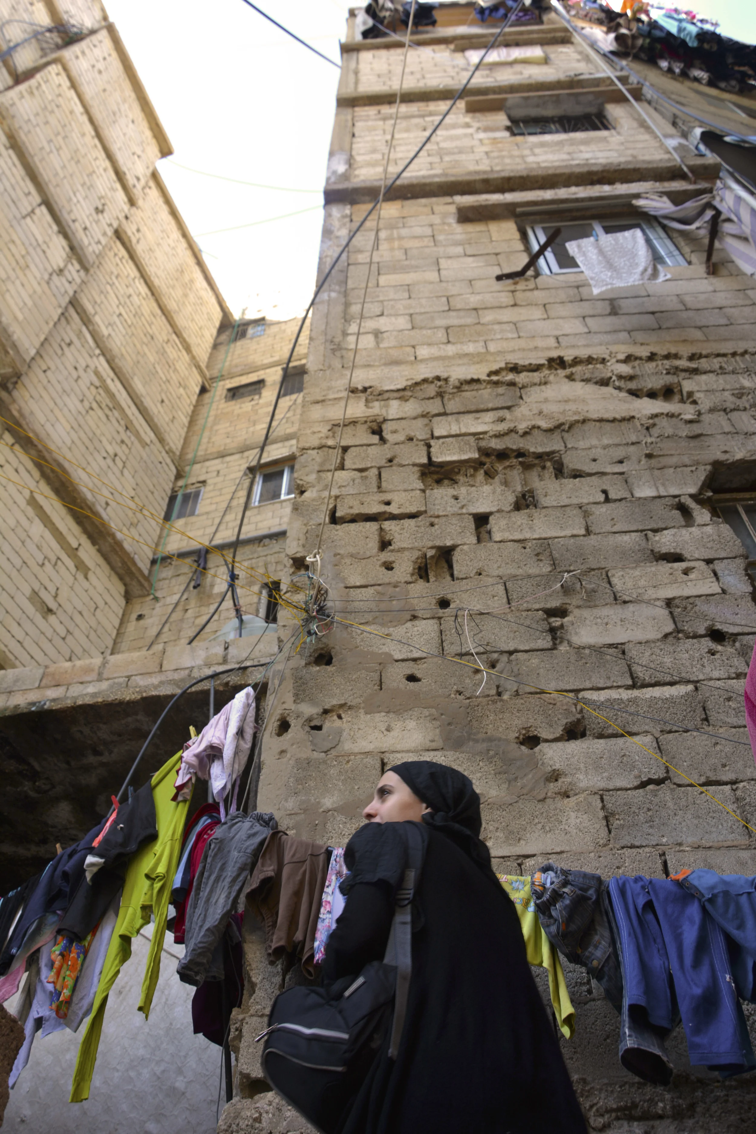 As the Lebanese government will not allow the camp to expand, residents are forced to build upwards, heightening the already shaky building structures.