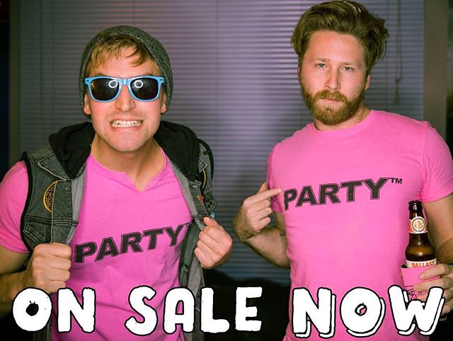 OUR MERCH PAGE IS UP!! We have approx ONE rad design available for ya -- PARTY&trade;, the hottest hot pink shirt around

Link on our homepage - pick one up and support the dudes 👕🕶🤙