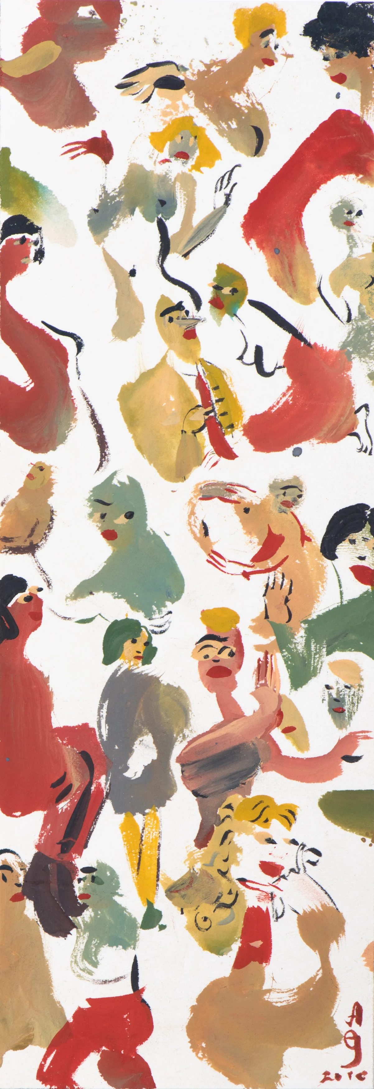 On the Prowl , 2016 Gouache and ink on paper 9 x 3 1/5 inches