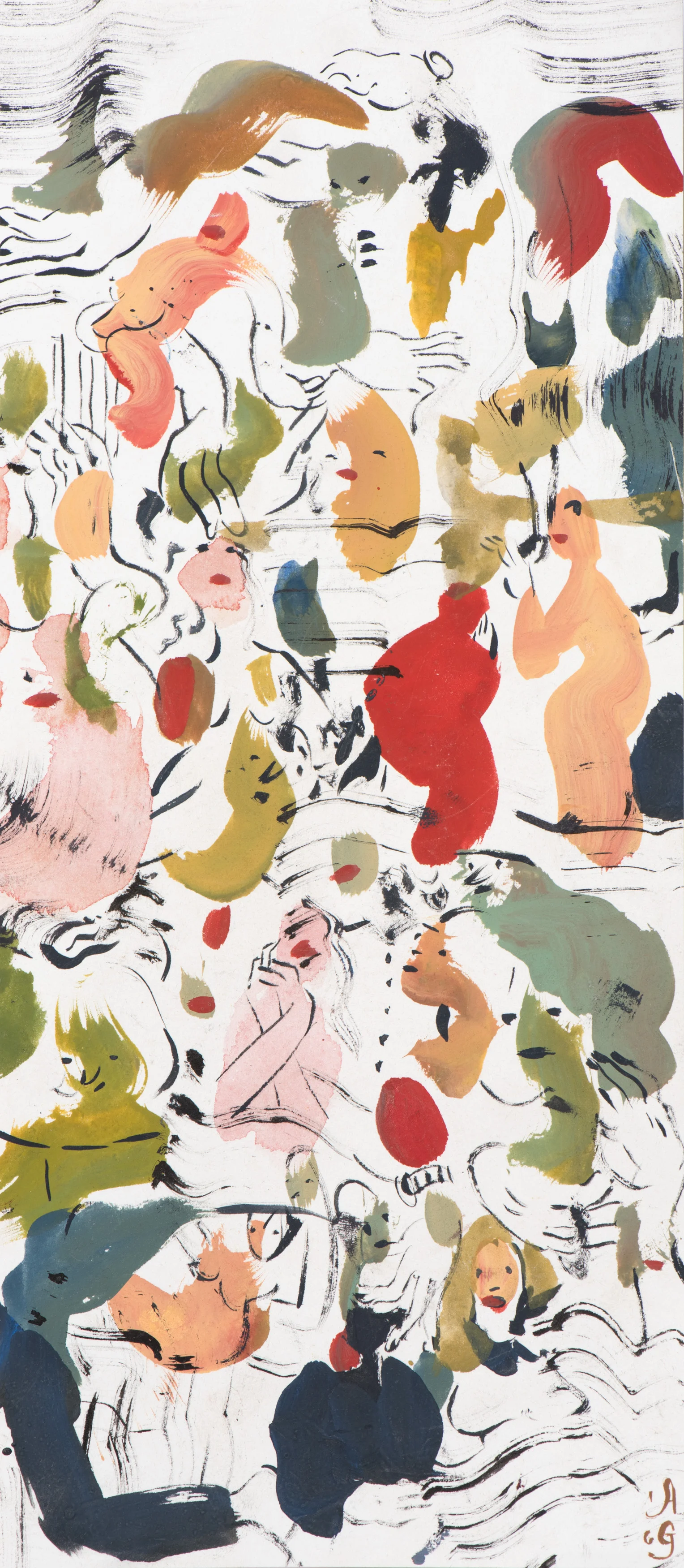 Breathing Room , 2016 Gouache and ink on paper 12 x 6 1/4 inches