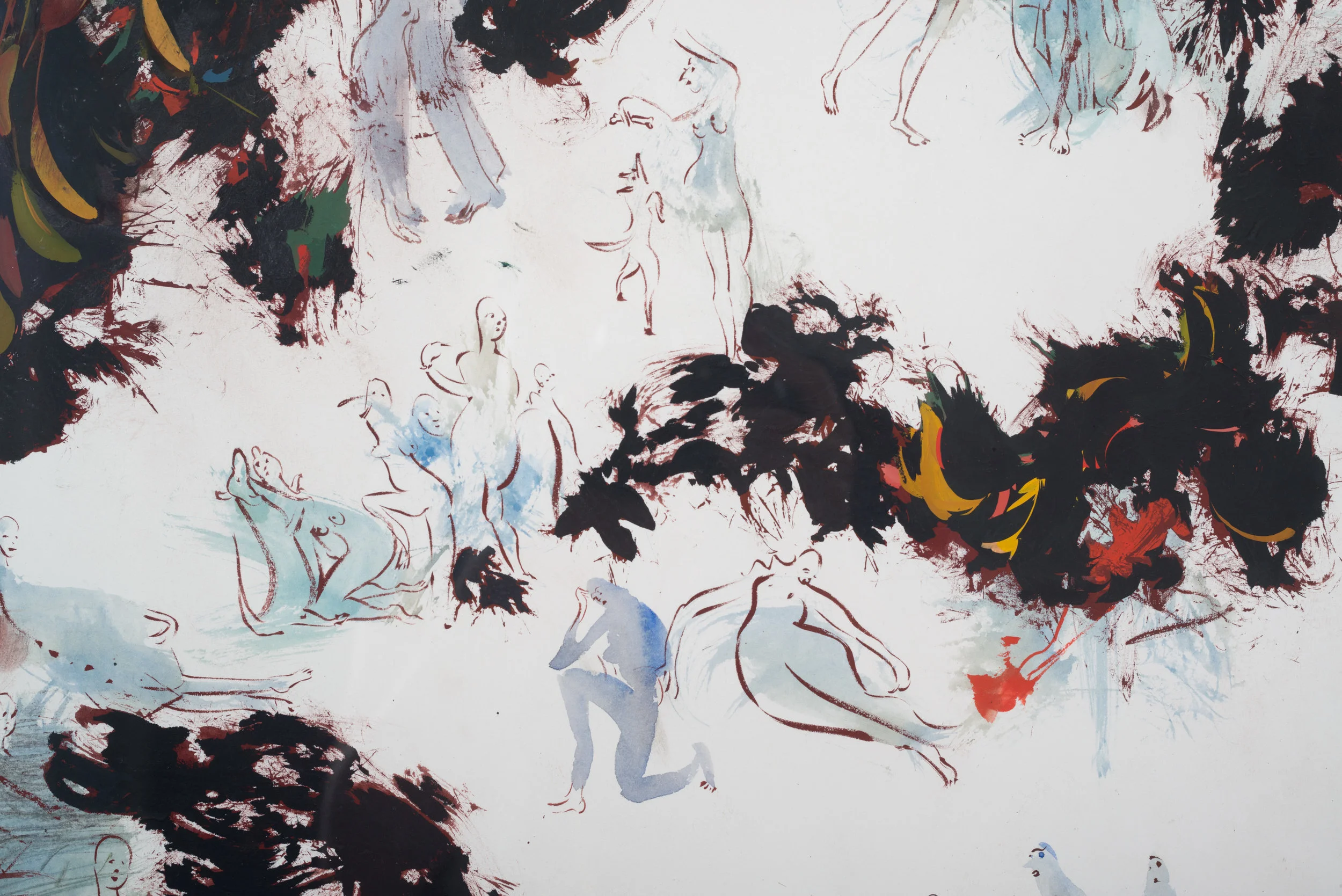 Out of Townies (Detail), 2015 Gouache and ink on paper 48 3/4 x 50 inches