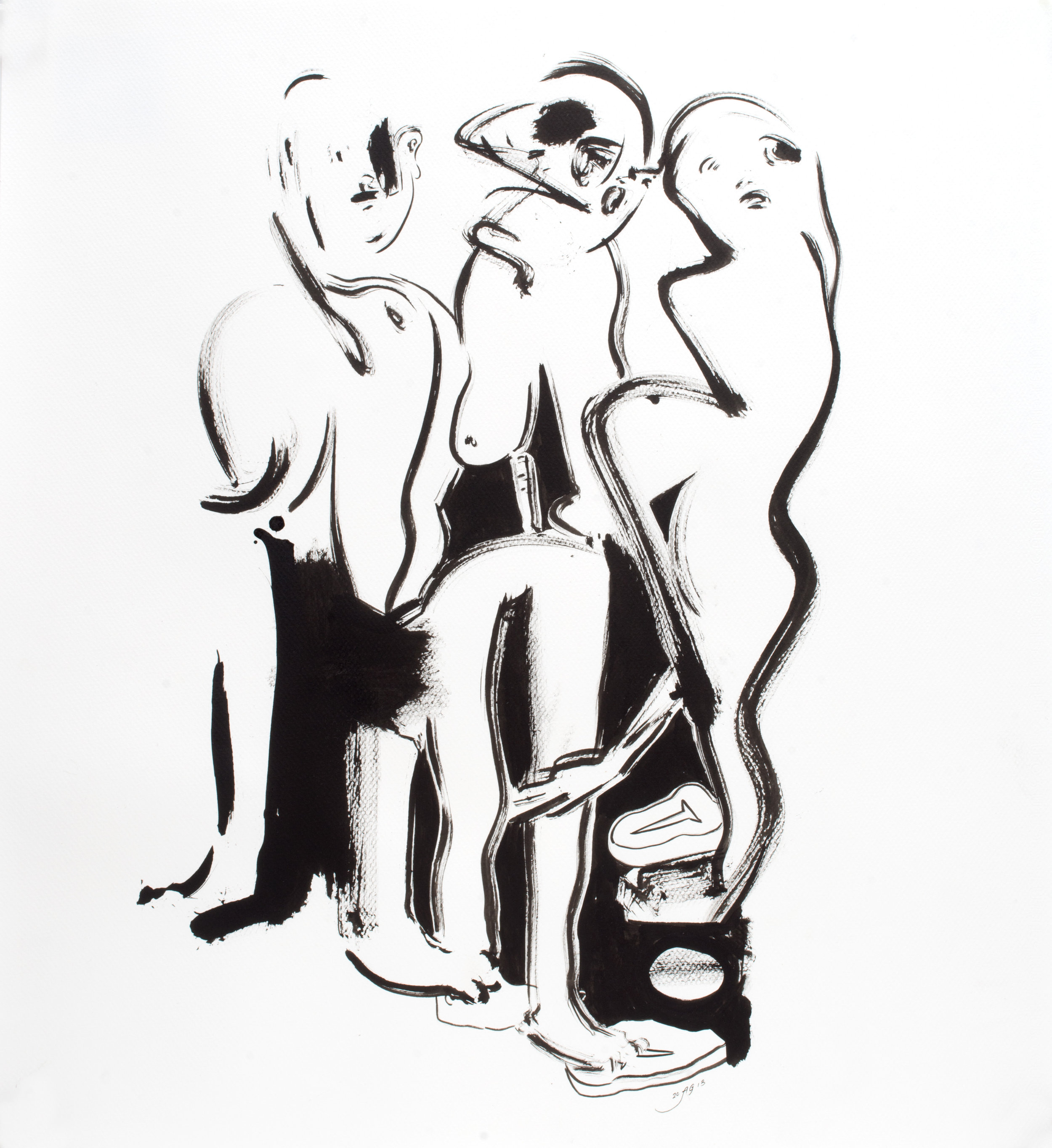   Three Graces , 2013 Ink on paper 22 x 21 inches 