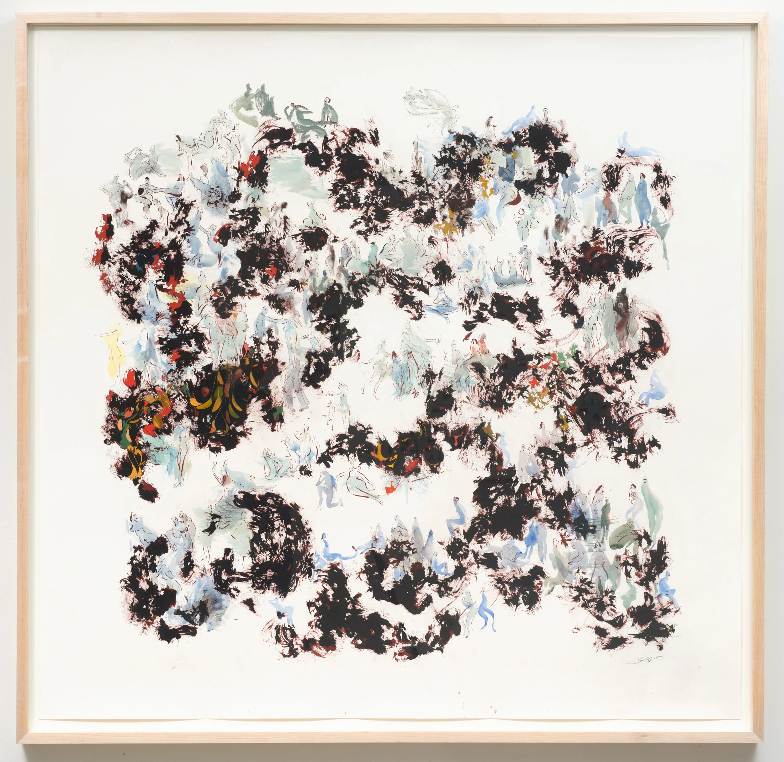 Out of Townies , 2015 Gouache and ink on paper 48 3/4 x 50 inches