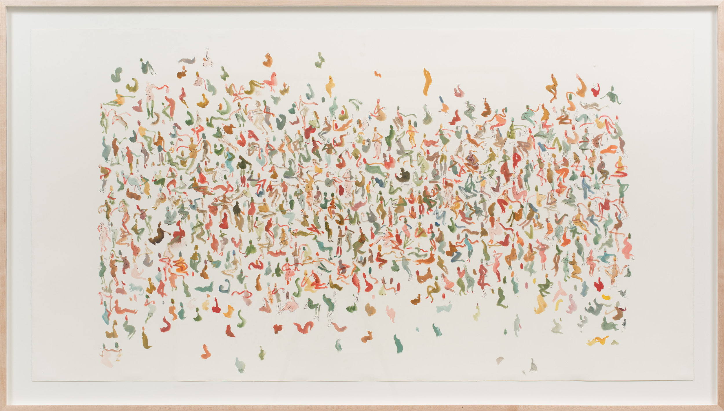 Out on a Limb , 2017 Ink, watercolor, and gouache on paper 37 x 65 1/2 inches