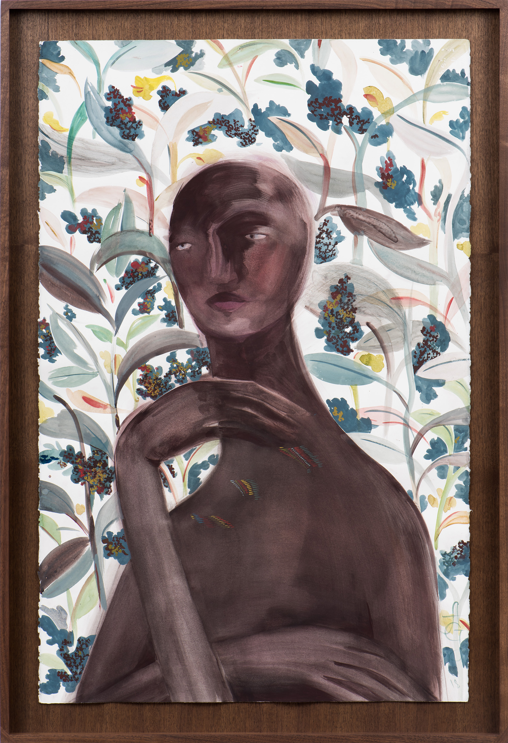   Abel , 2018 Gouache and watercolor on paper 44 x 30 1/2 inches (framed) 
