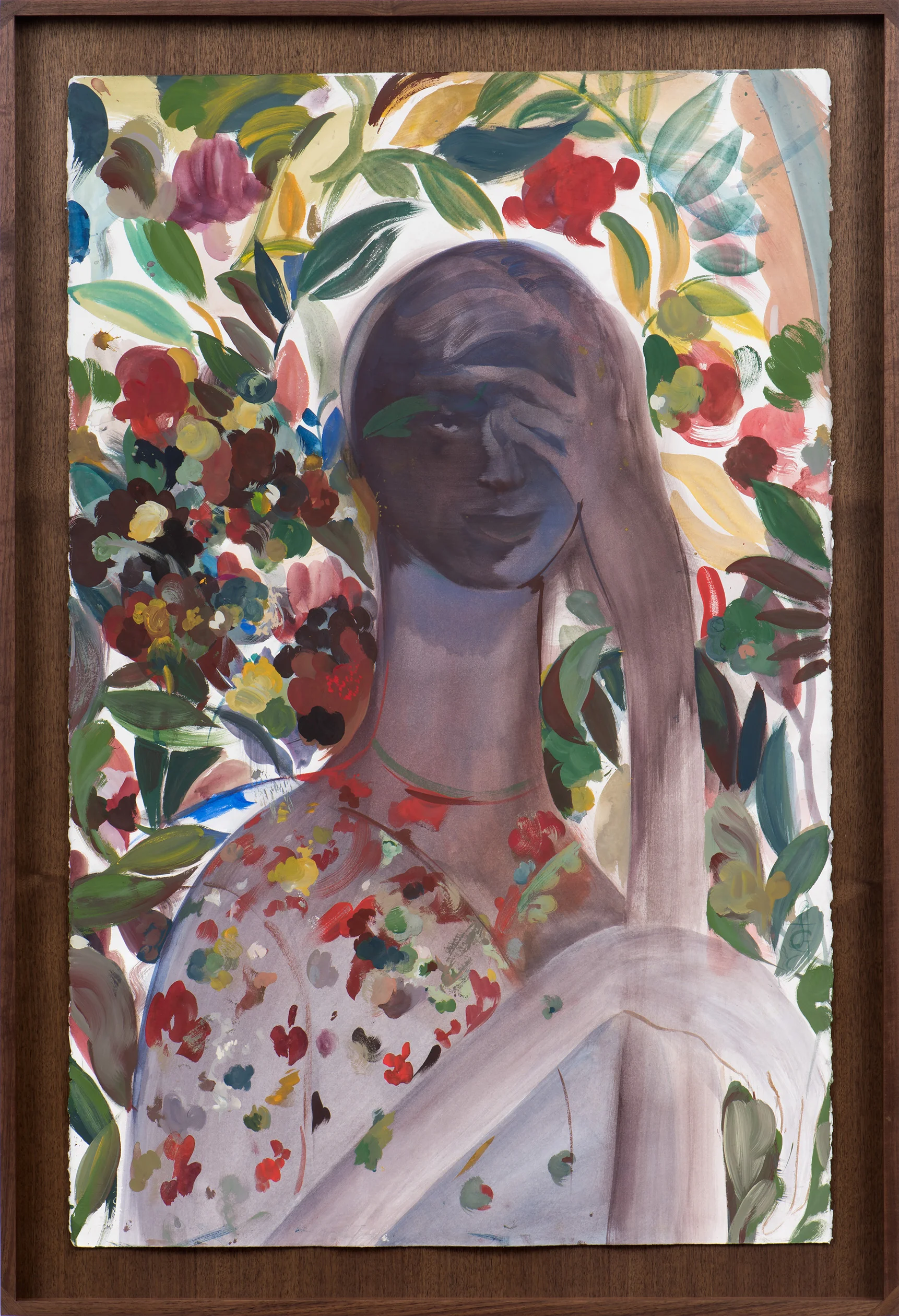 Adonais , 2018 Gouache and watercolor on paper 44 x 30 1/2 inches (framed)