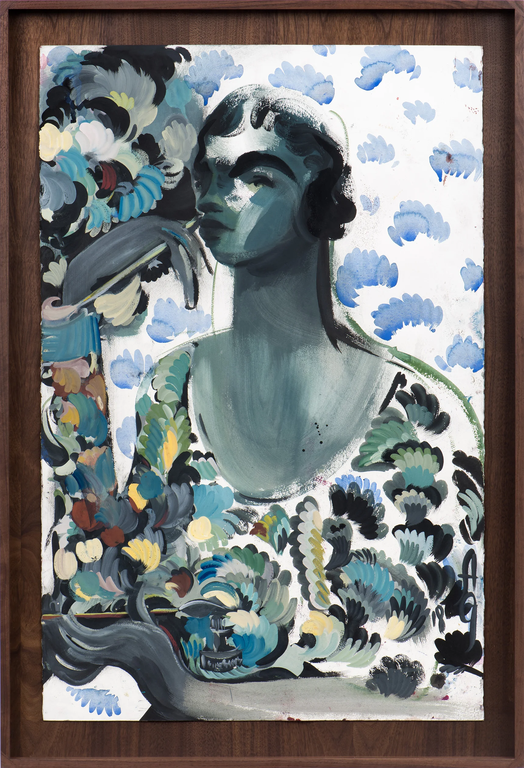 Higgins , 2018 Gouache and watercolor on paper 44 x 30 1/2 inches (framed)
